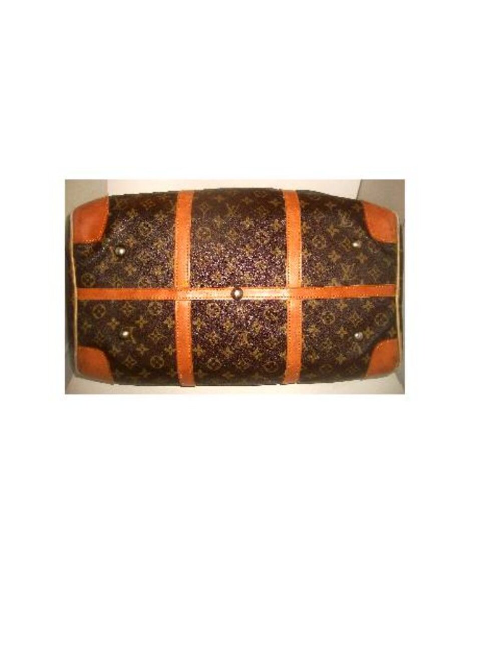 Large Top-Zip Vintage Hand-Held Monogram Duffel w Leather Trim & Handles NOT LV - Picture 4 of 16